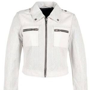 NEW MAURITIUS women's shala rf leather jacket in white